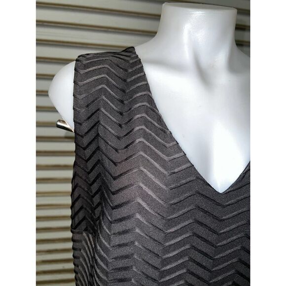 Enfocus woman dress sheath career textured chevron pattern V neck sleeveless - Picture 4 of 6